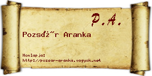 Pozsár Aranka névjegykártya
